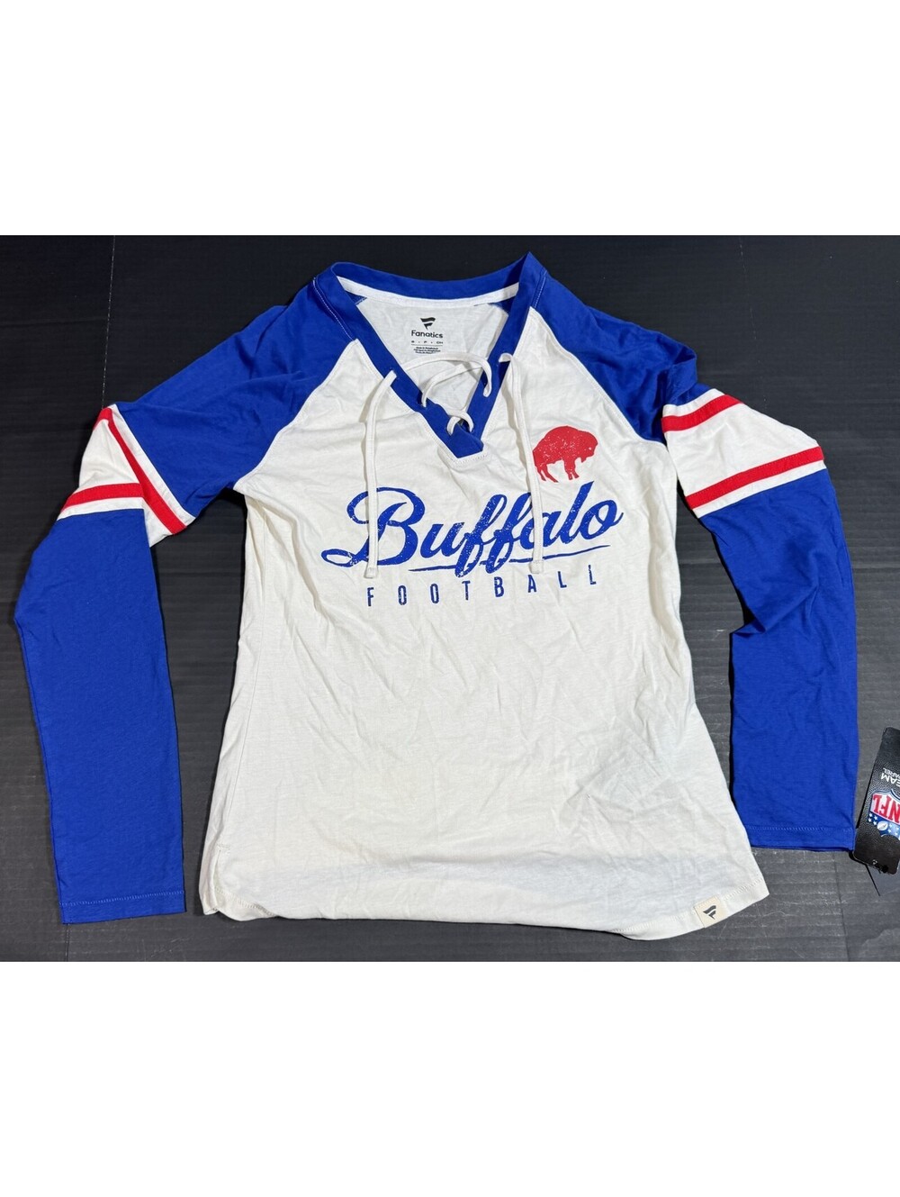 Buffalo Bills Lace-Up Long Sleeve T-Shirt Fanatics Women's Size S  NWT